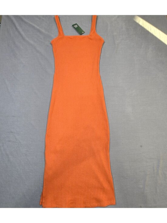 wild fable Dresses & Skirts - NEW Wild Fable Small Ribbed Rust Orange Midi Bodycon Dress Sleeveless Stretch